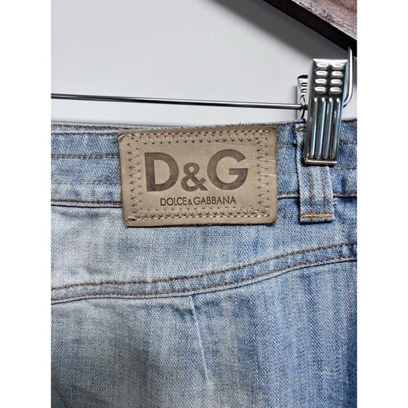 D&G Dolce & Gabbana Italia Vintage Y2K Jean Mini Skirt Sz 30 Lace 2005 Preppy - Picture 4 of 16